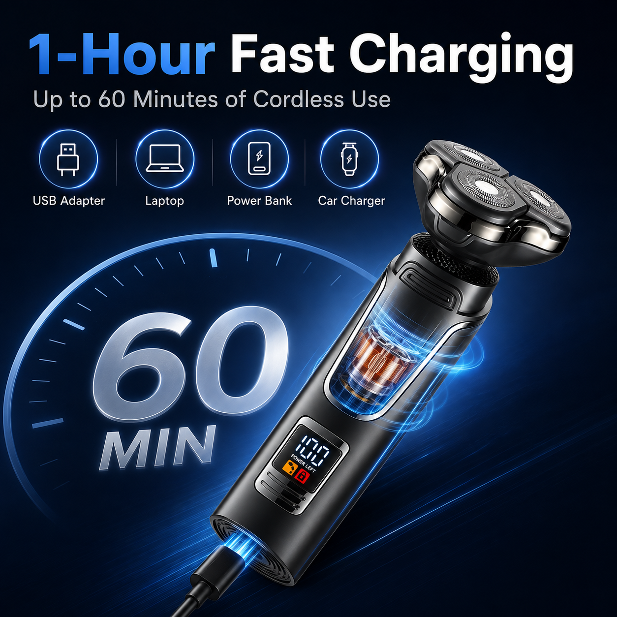 Michpong 3-in-1 Electric Razor, 5D Floating Head Grooming photo 5
