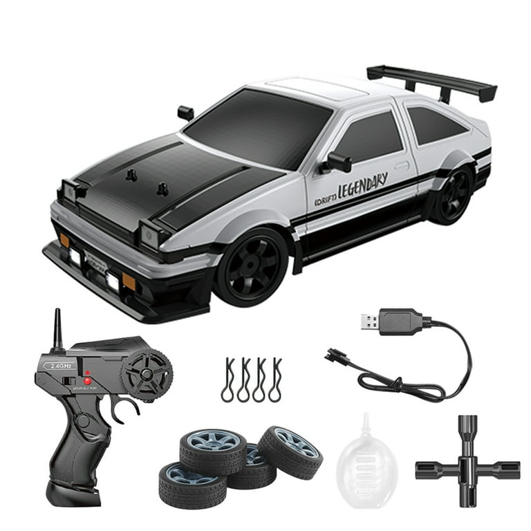 Mojoyce 1:16 Scale RC Car RC Drift Car 4WD Flat Sports Car Kids Racing RC  Toys with LED Light Battery(White) 