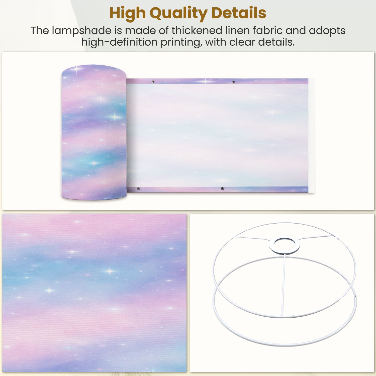 Lampshades 2 Pack holographic fantasy pastel 13"x13"x10" Light Shade for Table Lamps Floor Lamps Drum Lamp Shades Lampshade Replacement Easy Assembly