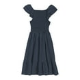 thumbnail image 6 of shoper Dresses for Girls Size 6 Ruffled Sleeve Solid Color Smocked Tiered Comfortable Summer Dresses Girls Holiday Party Dress Navy 160, 6 of 6