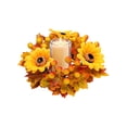 thumbnail image 6 of 10 Inch Fall Maple Leaf Candle Ring Wreath with Pumpkin Sunflower Berries, Wire Frame Thanksgiving Halloween Pillar Candle Holder Ring for Farmhouse Table Mantel Kitchen Cabinet Centerpiece Decor, 6 of 9