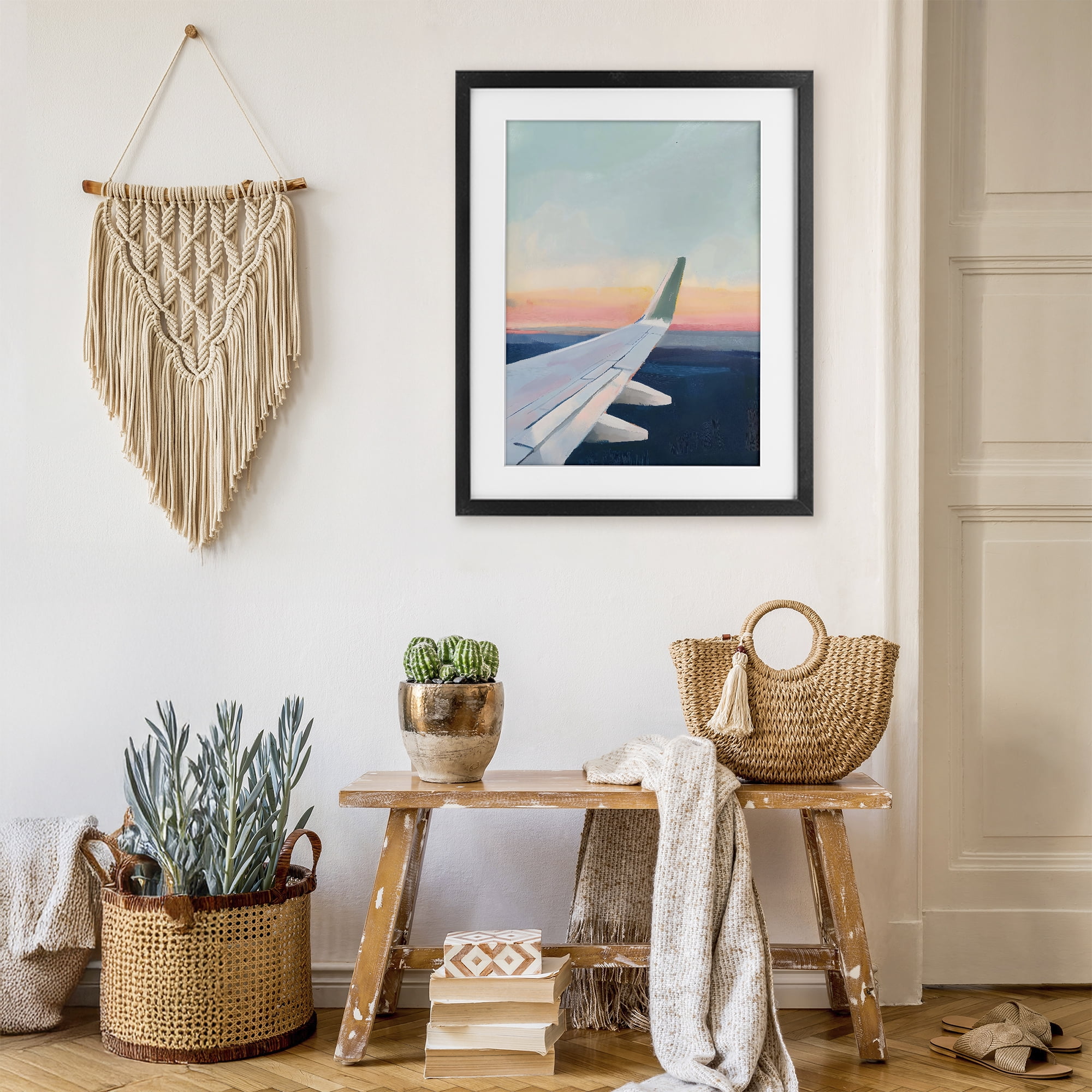 Stupell Industries Airplane Wing Sunset Black Framed Print Under Glass, design by The Prints Vibe