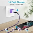 thumbnail image 5 of USB Charger Block,FiveBox 1A USB Wall Charger Block with 1pc Nylon Android Type C Charger Cable USB C Charging Cable 10ft USB Brick Phone Charger Adapter USB Plug Fast Charging Block,Purple, 5 of 8
