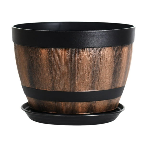 Planta de planta recipiente de plantas adornos regalos regalos de mesa rústica plantadores de barril de macetas para macetas para jardín interior de patio 4L