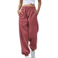 thumbnail image 2 of Summer Savings Clearance! 2023 TUOBARR Sweatpants Women,Joggers Pants Drawstring High Waisted Running Sweatpants with Pockets Lounge Wear Wine 10, 2 of 4