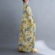 thumbnail image 5 of Vestido suelto vintage para mujer, manga larga, estampado, bolsillos laterales, vestido informal MABOTO Amarillo/Grande, 5 of 7
