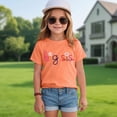 thumbnail image 2 of kpoplk Girls Summer T Shirts Loose Curved Hem Short Sleeve Shirt Athletic Casual Tops Tees 4-14 Years(Orange,9-10 Y), 2 of 4