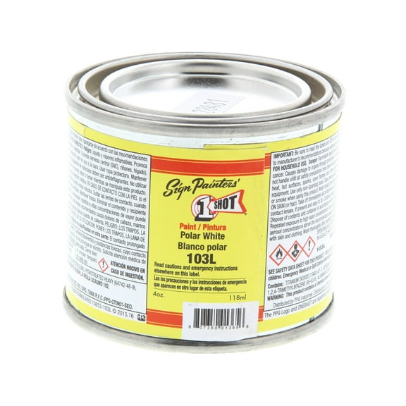 1 Shot Lettering Enamel, 4 oz., Polar White