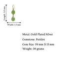 thumbnail image 4 of Tibetan Silver Gold Plated 925 Sterling Silver Green Peridot Drop Dangle Earrings for Women 5 cm, 4 of 6