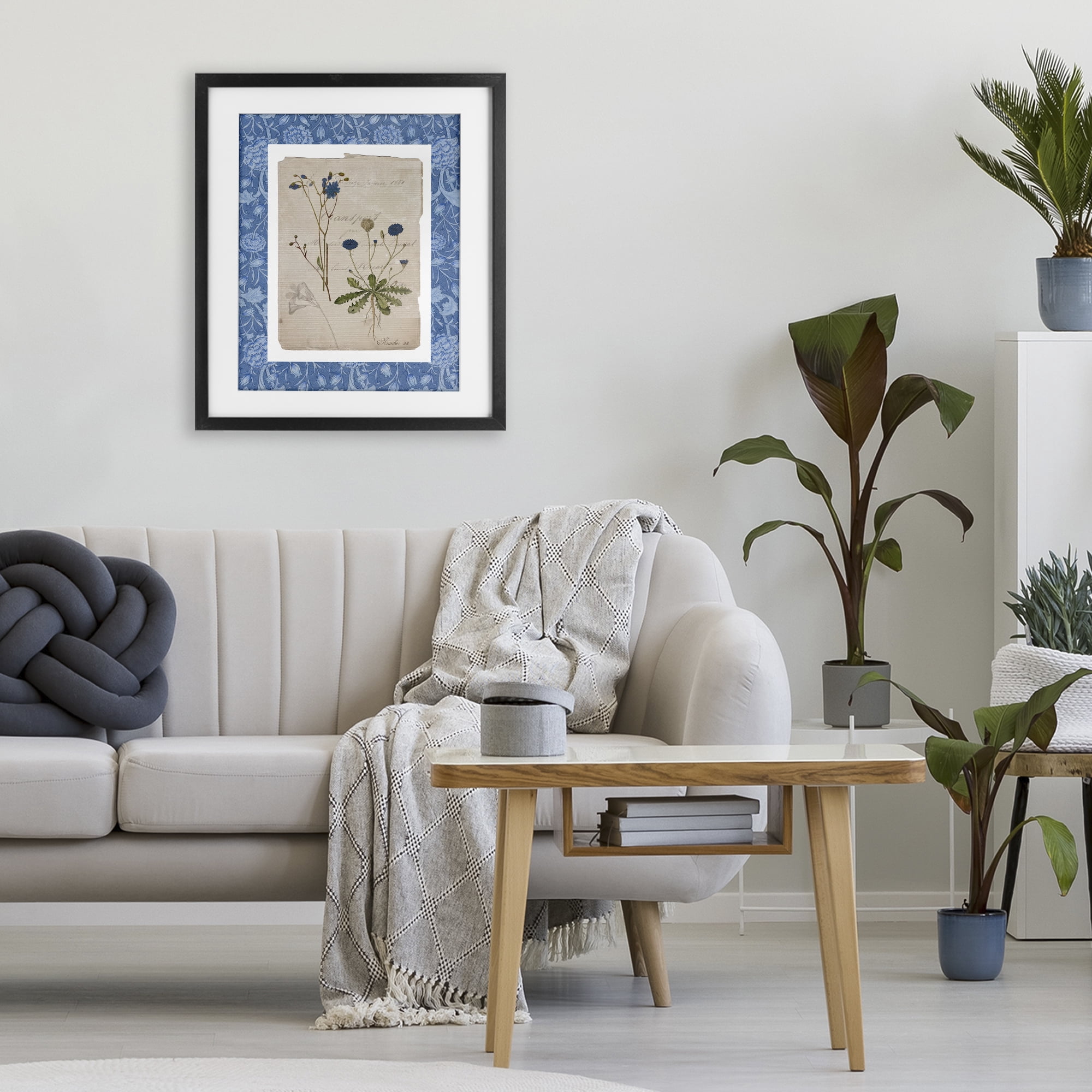 Stupell Industries Blue Antique Herbs Black Framed Print Under Glass, design by Livi Finn