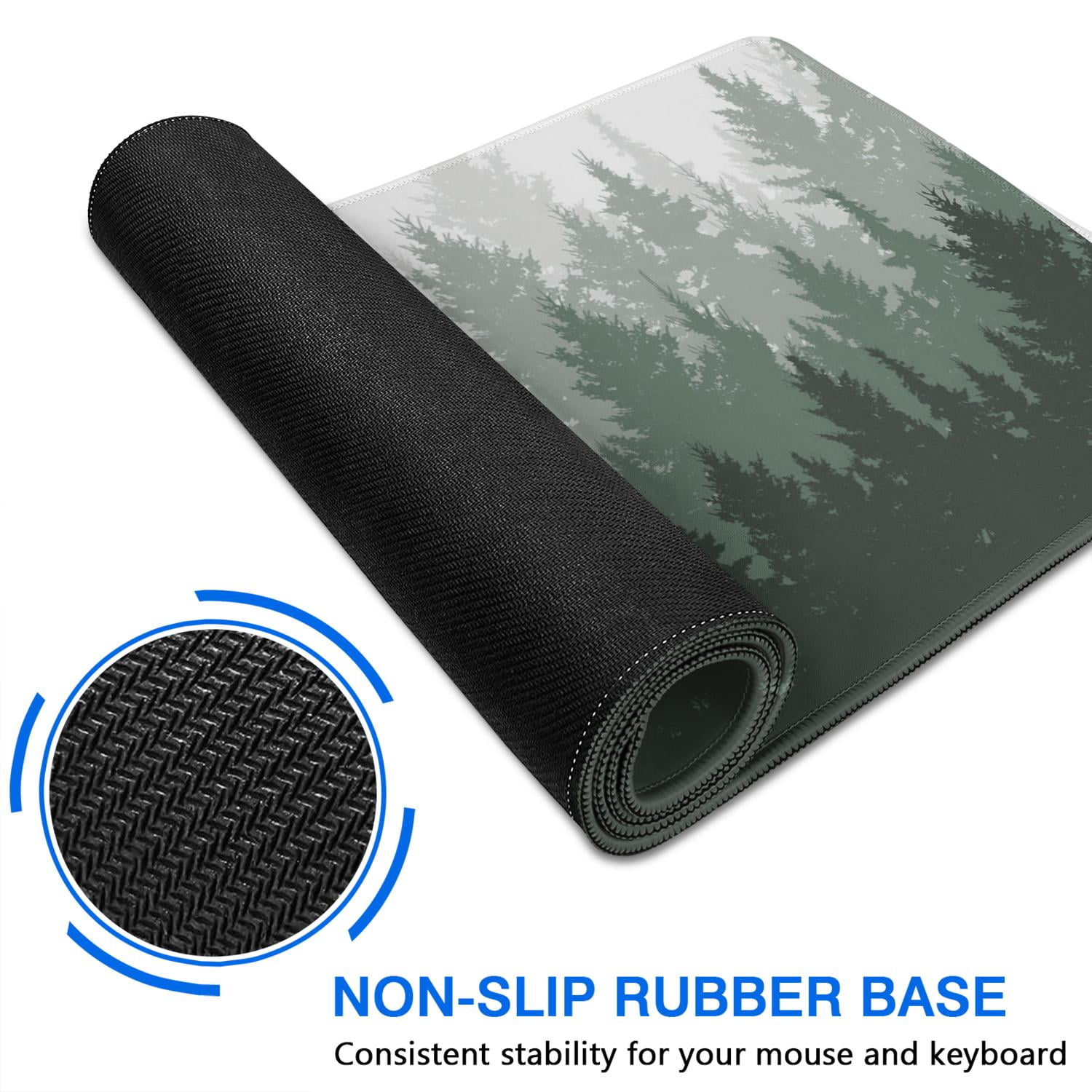 Upgrade Your Desk with Forest Pattern - XXL Mouse Mat, Large Extended Thin Pad with Non-Slip Base & Stitched Edges - for Gaming & Office (31.5 x 11.8inches)