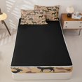thumbnail image 4 of Erosebridal Rustic Camo Pattern Zipper Full Size Comforter Sets with Fitted Sheet and 2 Pillowcases,Deer Silhouette Print Zipper Bedding Set,Tan Brown Grey,Black Reversible, 4 of 6