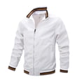 thumbnail image 1 of Chaqueta de hombre con cuello alto de moda casual a rayas., 1 of 3