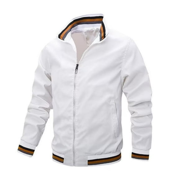 Chaqueta de hombre con cuello alto de moda casual a rayas.
