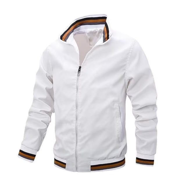 Chaqueta de hombre con cuello alto de moda casual a rayas.
