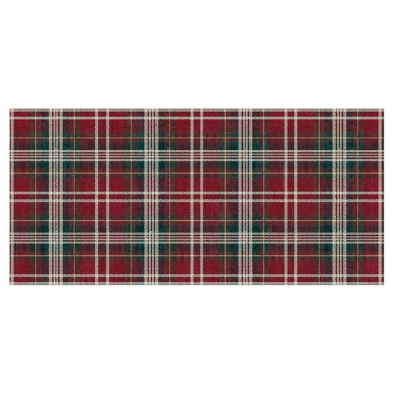 Christmas Outdoor Rug, Xmas Buffalo Plaid Washable Small Front Porch Door Mat,Green and Red Checkered Entryway Rug,Woven Welcome Doormat for Layered Kitchen Bathroom Holiday Decor Carpet