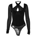 thumbnail image 1 of VISgogo Body de retazos transparente para mujer, Pelele de manga larga de color sólido sin espalda para adultos VISgogo  moda, 1 of 5