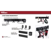 (2 pack) Hyper Tough Hyper Stack 32-Inch Wall Storage System, 6-Piece Set with Hooks and Bin, Black