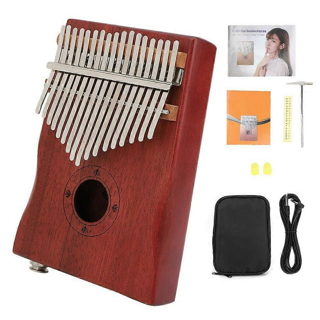 17-Key Kalimba Mahogany Thumb Piano Musical Instrument with Bag and o Cable