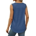 thumbnail image 6 of GA WEIHUA Summer Henley Shirts for Women Sleeve Button Down Tunic Tank Tops Loose Causal V Neck Blouses Vest(Blue,XXXL), 6 of 8