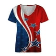 thumbnail image 4 of Wycnly Cute Tops for Women Star Striped Print V-Neck Short Sleeve T shirts Summer 4th July Fashion Independence Day Graphics Loose Fit Pullover Blouses Red xl, 4 of 4