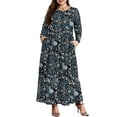 thumbnail image 2 of Mengpipi Women's Plus Size Casual Long Sleeve Crewneck Dress Flowy Tiered Loose Maxi Dress with Pockets 1X-5X, 2 of 8