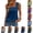 18# Dark Blue, variant on Women's Casual Sleeveless Blouses Trendy Square Neck Vertical Pleated Loose Fit Summer Tank Tops Brown XXL