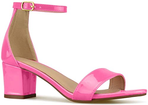 neon pink block heels