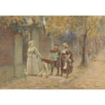 thumbnail image 2 of Henry Reynolds Steer 14x11 Black Ornate Wood Framed Double Matted Museum Art Print Titled: Man with a Viewing Box and a Song Saleswoman (1868 - 1928), 2 of 5