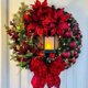 thumbnail image 1 of Adornos navideños Lámparas de aceite navideñas Flores rojas navideñas Coronas navideñas para colgar en la puerta, 1 of 5