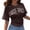 Coffee, variant on Fashion Korean Style Design Casual Short Sleeve T Shirt Loose Fit Crew Neck Basic Top for Summer Everyday Wear Striped Womens Shirt Shirts for Summer Women Hike Shirt Women T Shirts Womens