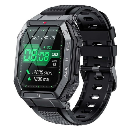 EIGIIS Smart Watch for Men Smartwatches with Bluetooth Call Function 1.85” HD Military Fitness Trackers Watch with Heart Rate Sleep Monitor Pedometer Step Counter Alarm Black