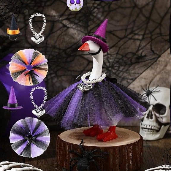 FEOLGEHLY Halloween Desk Goose Outfits, Desk Goose Outfits 7 inches, Halloween Decorations, Halloween Desk Goose Costumes,for Garden Lawn Holiday Party Halloween Decor (A)