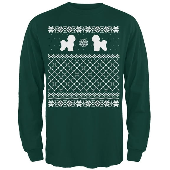 Bichon Frise Ugly Christmas Sweater Forest Adult Long Sleeve T-Shirt