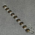 thumbnail image 2 of Smoky Quartz Gemstone Bracelet Oval Shape Handmade Adjustable Chain Jewelry 8", 2 of 3