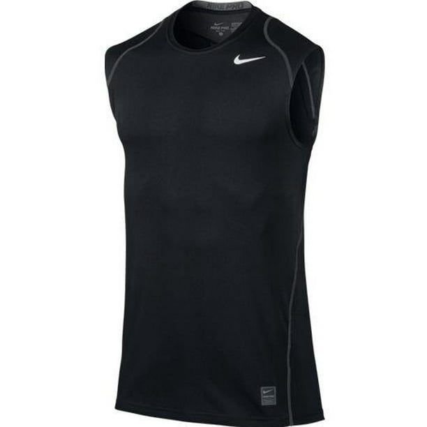doble número pómulo Nike Pro Cool Fitted Men's Dri-FIT Sleeveless Shirt 703102-010 Black -  Walmart.com