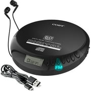 Coby Portable MP3 Compatibility, Built-In FM Radio, 60s Anti-Skip CD Player with Stereo Earbuds
