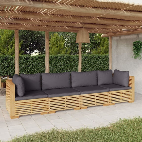 vidaXL 4 Piece Patio Lounge Set with Cushions Solid Wood Teak