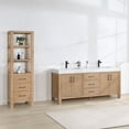 thumbnail image 3 of Leon 72" Double Vanity in Fir Wood Brown with Composite top in Lightning White, 3 of 15