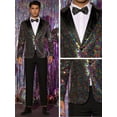 thumbnail image 4 of Unique Bargains Men's Sequin Peak Lapel Color Block Shiny Sparkle Sports Coat Blazer L Multicolor, 4 of 6