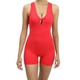 thumbnail image 2 of Summer Tank Top Bodysuit for Women Casual Sleeveless Cross Back Short Jumpsuit Solid Color Yoga Tight Rompers, Red, M, 2 of 2