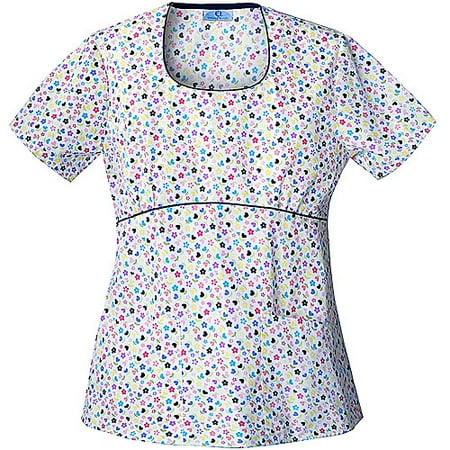 Friendly Floral print Scoop Neck Scrub Top