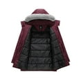 thumbnail image 3 of KVE Women's Plus Size Quilted Winter Coat Warm Puffer Jacket Thicken Parka with Removable Hood Burgundy Red 1X, 3 of 9