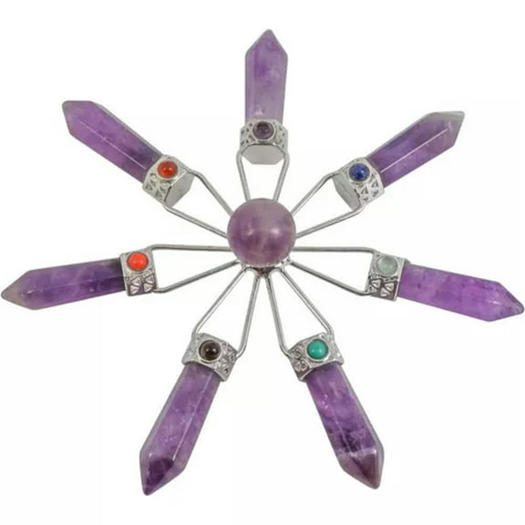 EOEMY 7 Chakra Natural Crystal Energy Generator Quartz Gemstone Point Stones Healing-Amethyst-1Pc (Random Pick)