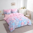 thumbnail image 3 of Castle Fairy Cartoon Pink Axolotl 7-Piece Bedding Comforter Set for Girls,Cherry Blossom King Bedding Sets,Gradient Pink Blue Ultra Soft Bed Sheets,Ultra Soft Home Decor, 3 of 8
