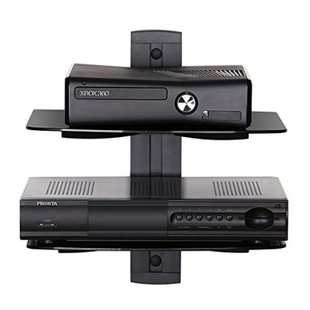 Fusion Below Component Shelf - FITUEYES 2 Tiers Av Shelf Wall Mount Shelf Black Bracket Stand for AV Receiver Component Xbox /Cable Boxes/Gaming Systems DS203801GB