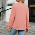 thumbnail image 4 of ATOYSOY Long Sleeve Tees Loose Shirts for Women Solid Color Tops Trendy Square Neck Pleated Pullovers Casual Cotton Linen Outwear Fall Pink XXL, 4 of 4