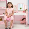 thumbnail image 4 of Gymax Vanity Princess Make Up Dressing Table W/ Tri-folding Mirror & Chair Pink, 4 of 10