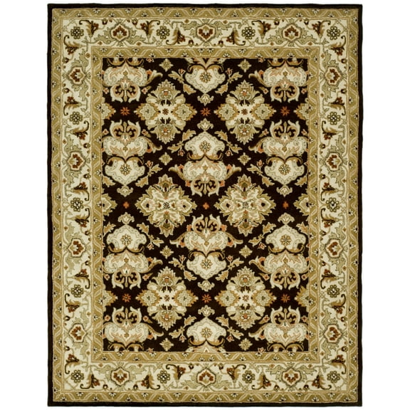 SAFAVIEH Heritage Braganza Oriental Wool Area Rug, Espresso/Ivory, 6' x 9'
