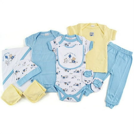 10-Piece Deluxe Bath & Combed Cotton Layette Set, Light Blue